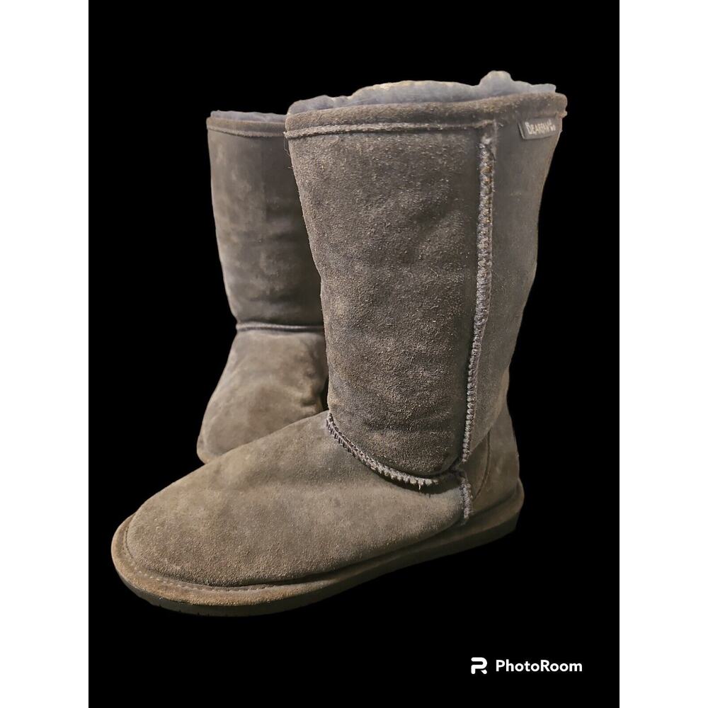 BearPaw Gray Shearling Suede Leather Women's Winter Boots Size 10 #0891‎